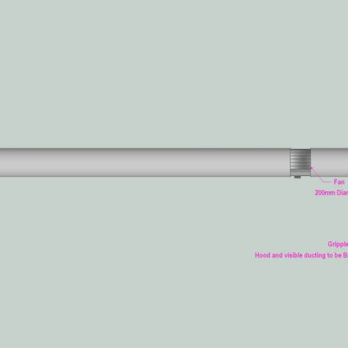 Kitchen ventilation equipment measurements diagram
