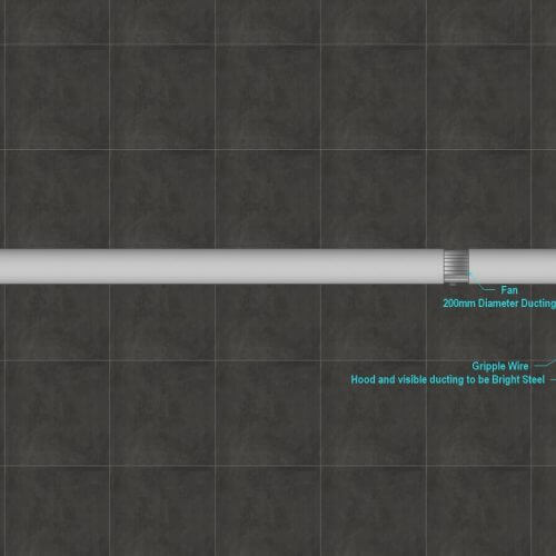 Kitchen ventilation system measurements diagram