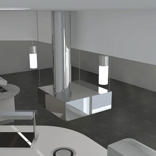 Stainless steel kitchen design mock up