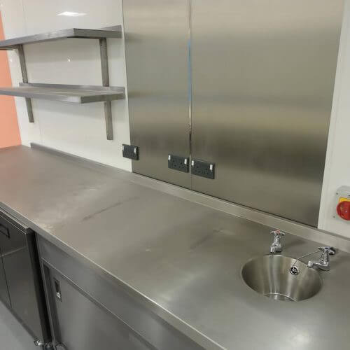 Stainless steel shelving close-up