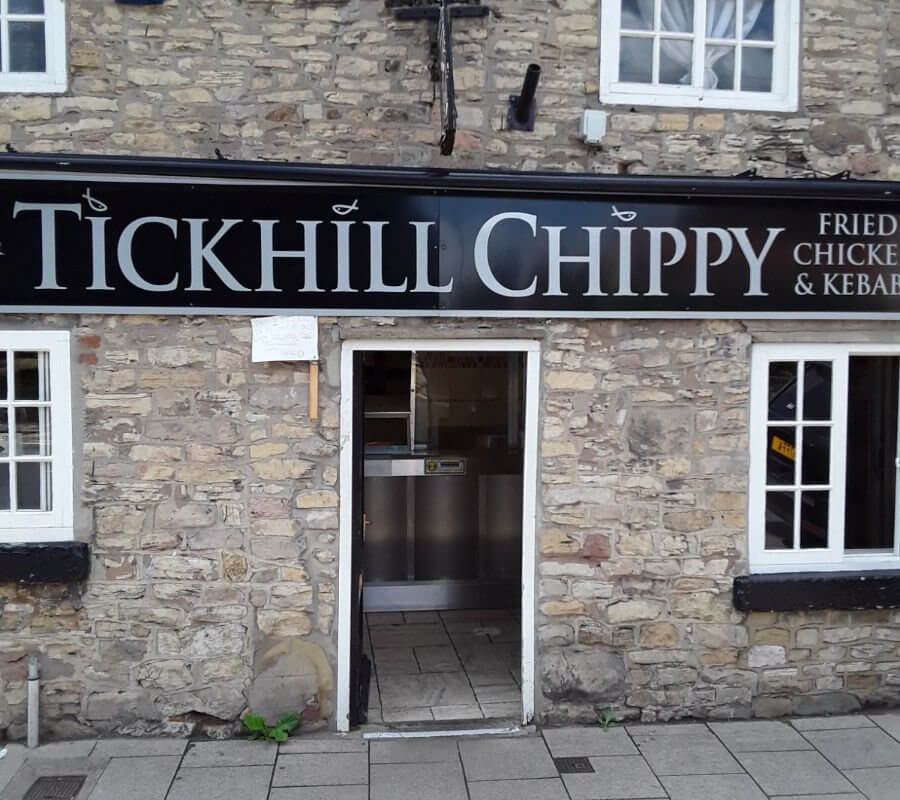 A photo of Tickhill Chippy in Doncaster. This is an old cottage style building which has been turned in to a fish and chip shop